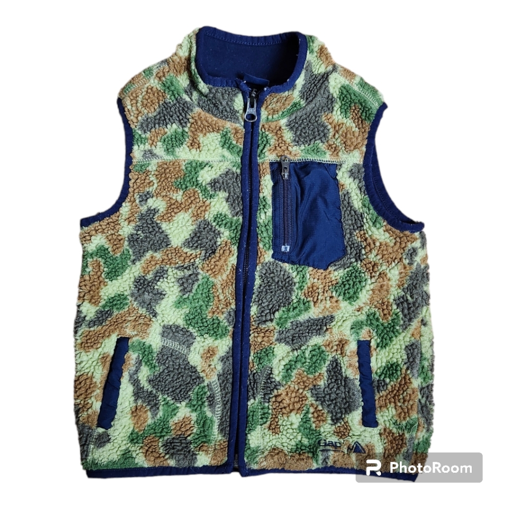 Gap Camouflage Unisex Soft Warm Sherpa Zip Vest Toddler 3 Years